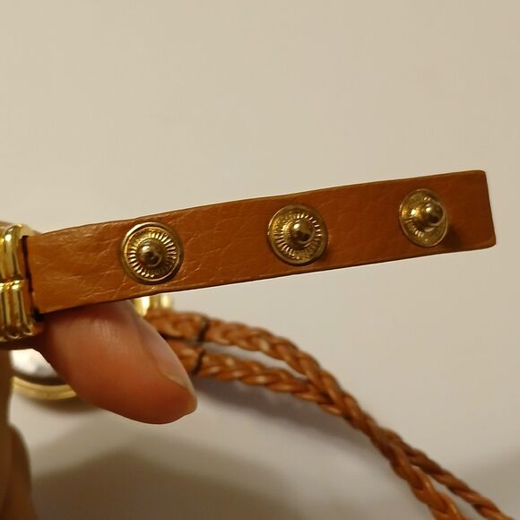 Women's Gold Tone Dial Rhinestone Bezel Brown Coil Wrap Bracelet Style Watch - Picture 7 of 8